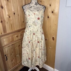 Rare ModCloth Fervour Love Letters Postcard Midi Dress Large
